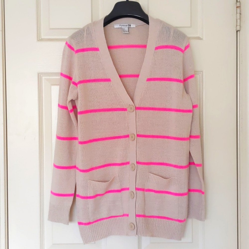 Forever 21 Woman's Knit cardigan sweater with stripes.